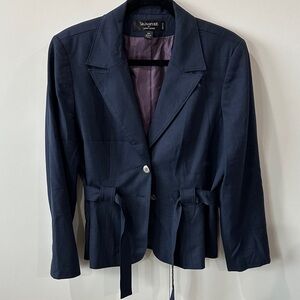 Signature Women's Dark Blue Blazer with Tie Detail